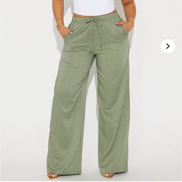 Olive Green Women's Wide-Leg Pants - Picture 1 of 3